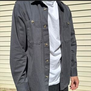Old Navy Charcoal Button-Up Shirt Jacket